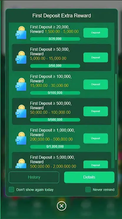 VIP jackpot and rewards screen